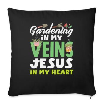 Jardiner mes veines Jésus Amant des plantes - Housse de coussin décorative 45 x 45 cm - noir - Devant