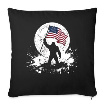 Bigfoot Lune Bigfoot patriotique drôle pour le 4e anniversaire - Housse de coussin décorative 45 x 45 cm - noir - Devant