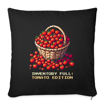 Inventory Full of Tomatoes | Tomato harvest & stock - Sofa pillowcase 17,3'' x 17,3'' (45 x 45 cm) - black - Front