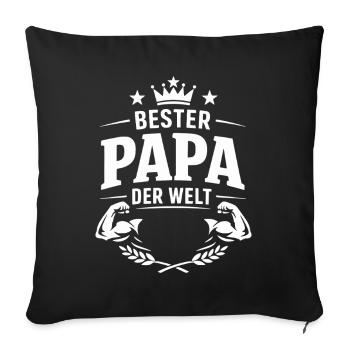 Bester Papa der Welt Krone Motiv - Sofakissenbezug 45 x 45 cm - Schwarz - Vorne