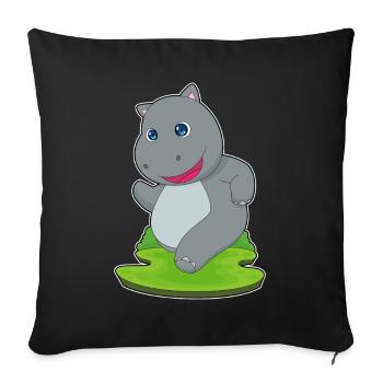 Hippopotamus Jogger Jogging Sports - Sofa pillowcase 17,3'' x 17,3'' (45 x 45 cm) - black - Front