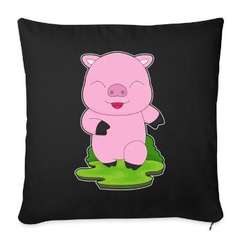 Cochon Jogger Jogging Sport - Housse de coussin décorative 45 x 45 cm - noir - Devant