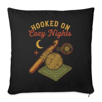Accro aux nuits douillettes Amant du crochet Drôle - Housse de coussin décorative 45 x 45 cm - noir - Devant