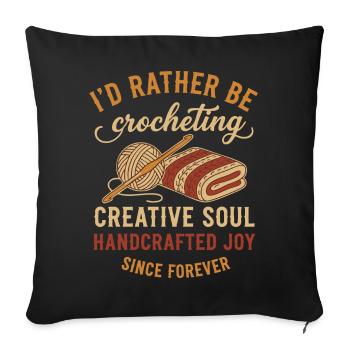 Je préférerais crocheter du crochet soul créatif - Housse de coussin décorative 45 x 45 cm - noir - Devant