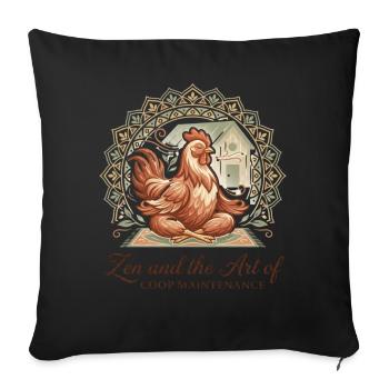 Zen et l’art du poulet d’entretien de poulailler - Housse de coussin décorative 45 x 45 cm - noir - Devant