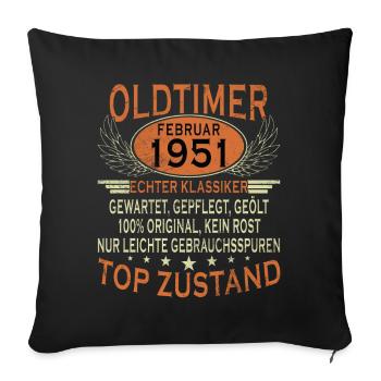 Voiture ancienne construite en 1951 Born Vintage Birthday - Housse de coussin décorative 45 x 45 cm - noir - Devant