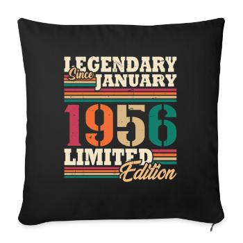 Vintage 1956 Janvier Rétro Cadeau D'anniversaire - Housse de coussin décorative 45 x 45 cm - noir - Devant