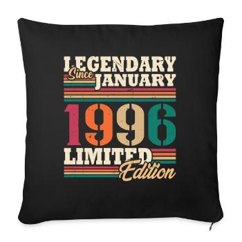 Vintage 1996 Janvier Rétro Cadeau D'anniversaire - Housse de coussin décorative 45 x 45 cm - noir - Devant