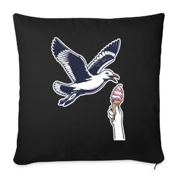 Lustige Möwe Stiehlt Eiscreme - Sofakissenbezug 45 x 45 cm - Schwarz - Vorne
