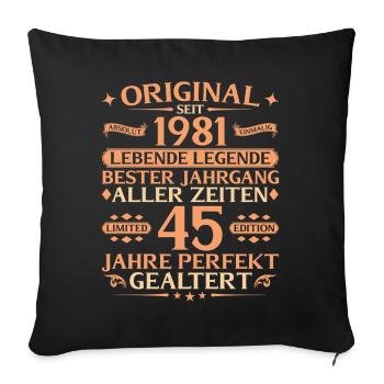 45th Birthday Absolutely Unique 1981 Vintage - Sofa pillowcase 17,3'' x 17,3'' (45 x 45 cm) - black - Front