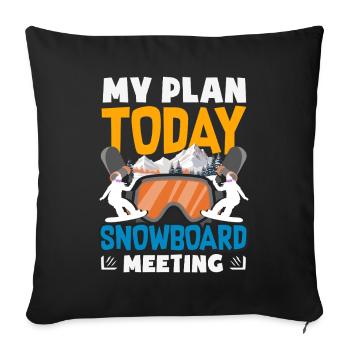 Snowboarding Snowboard Meeting Chairlift - Sofa pillowcase 17,3'' x 17,3'' (45 x 45 cm) - black - Front