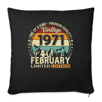 55e anniversaire février 1971 Millésime - Housse de coussin décorative 45 x 45 cm - noir - Devant
