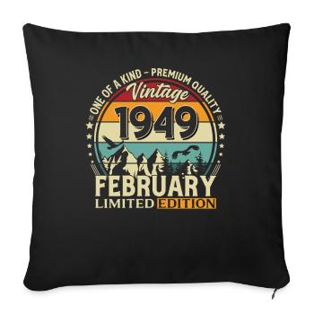 77e anniversaire février 1949 Millésime - Housse de coussin décorative 45 x 45 cm - noir - Devant