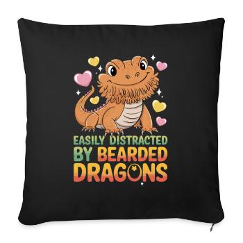 Facilement distrait par les dragons barbus Lustiger - Housse de coussin décorative 45 x 45 cm - noir - Devant