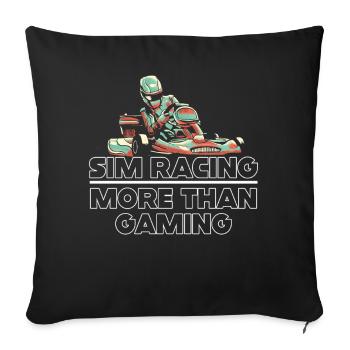 Le sim racing, plus que le jeu vidéo - Housse de coussin décorative 45 x 45 cm - noir - Devant