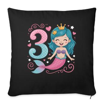 Mermaid 3rd Birthday 3 Years - Sofa pillowcase 17,3'' x 17,3'' (45 x 45 cm) - black - Front