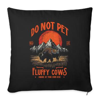 Les bisons vintage ne caressent pas les vaches duveteuses Bizons drôles - Housse de coussin décorative 45 x 45 cm - noir - Devant