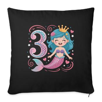 Mermaid 3rd Birthday 3 Years - Sofa pillowcase 17,3'' x 17,3'' (45 x 45 cm) - black - Front