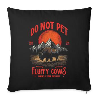 Les bisons vintage ne caressent pas les vaches duveteuses Bizons drôles - Housse de coussin décorative 45 x 45 cm - noir - Devant