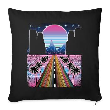 80er Retro Synthwave Vintage Streetwear - Sofakissenbezug 45 x 45 cm - Schwarz - Vorne