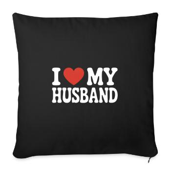 J’aime mon mari - Housse de coussin décorative 45 x 45 cm - noir - Devant