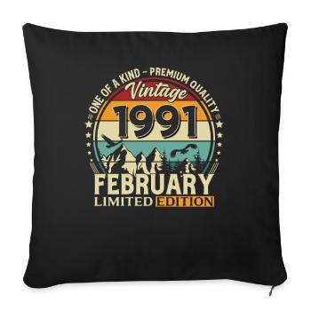 35e anniversaire février 1991 Millésime - Housse de coussin décorative 45 x 45 cm - noir - Devant