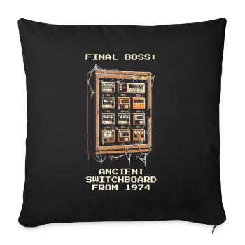Endboss Control Cabinet 1974 | Retro Electrics - Sofa pillowcase 17,3'' x 17,3'' (45 x 45 cm) - black - Front