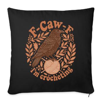 Drôle d’amateur au crochet F caw f Je crochète du fil - Housse de coussin décorative 45 x 45 cm - noir - Devant