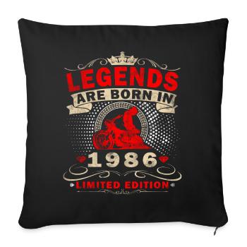 Cadeau du 40e anniversaire Motocycliste 1986 - Housse de coussin décorative 45 x 45 cm - noir - Devant