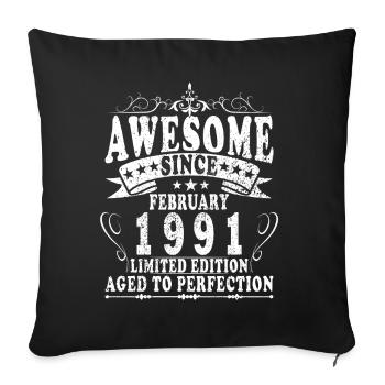 February 1991 - Jubilee 1991 Vintage February 1991 - Sofa pillowcase 17,3'' x 17,3'' (45 x 45 cm) - black - Front