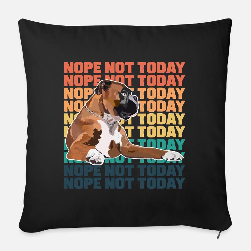 Boxer Dog Non Pas Aujourd’hui - Housse de coussin décorative 45 x 45 cm - noir