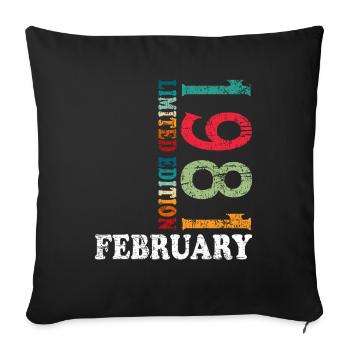 45th Birthday February 1981 Vintage Vintage - Sofa pillowcase 17,3'' x 17,3'' (45 x 45 cm) - black - Front