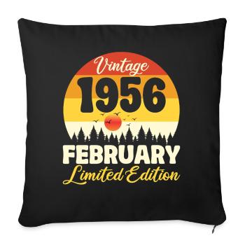 Anniversaire Février 1956 Cadeau Vintage Limited - Housse de coussin décorative 45 x 45 cm - noir - Devant