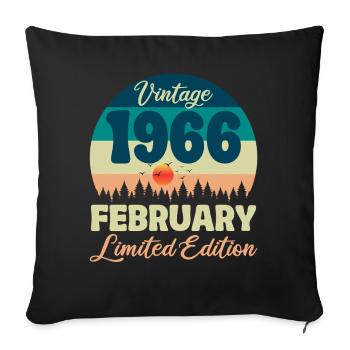 Anniversaire Février 1966 Cadeau Vintage Limited - Housse de coussin décorative 45 x 45 cm - noir - Devant