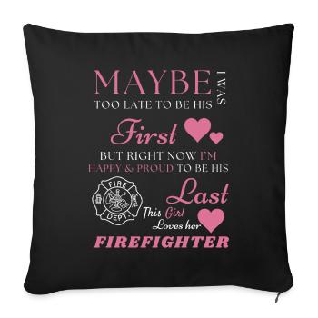 Firefighter Wife - Proud Fire Dept. Spouse & Hero  - Sofa pillowcase 17,3'' x 17,3'' (45 x 45 cm) - black - Front