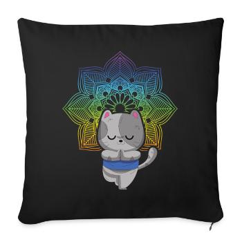 Yoga Cat Meditation Cats Yoga - Sofa pillowcase 17,3'' x 17,3'' (45 x 45 cm) - black - Front