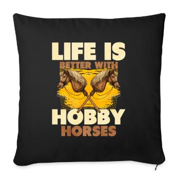 Living better with hobby horses Hobby Horses - Sofa pillowcase 17,3'' x 17,3'' (45 x 45 cm) - black - Front