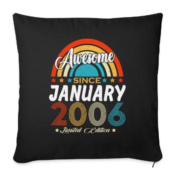 January 2006 Vintage Born Birthday Retro - Sofa pillowcase 17,3'' x 17,3'' (45 x 45 cm) - black - Front