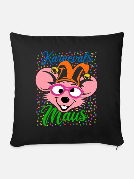 Karnevals Maus | Big Face Kostüm Verkleidung - Sofakissenbezug 45 x 45 cm - Schwarz