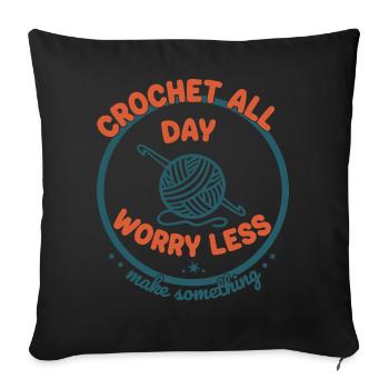 Crochet toute la journée S’inquiéter Moins drôle Amoureux du crochet - Housse de coussin décorative 45 x 45 cm - noir - Devant