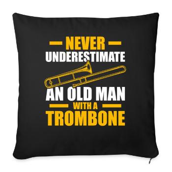 Vieil homme avec un tromboniste tromboniste - Housse de coussin décorative 45 x 45 cm - noir - Devant