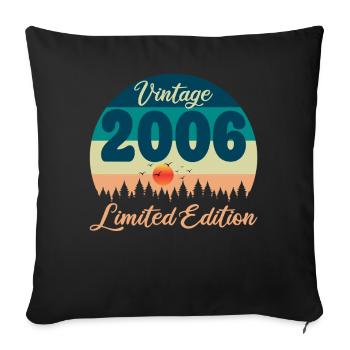 20e Anniversaire 20 ans 2006 Cadeau Vintage Rétro - Housse de coussin décorative 45 x 45 cm - noir - Devant
