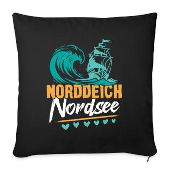 Vacances à la mer du Nord NORDDEICH OSTHOLSTEIN Fun - Housse de coussin décorative 45 x 45 cm - noir - Devant