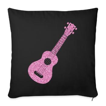 Diamants ukulélé hawaïen - Housse de coussin décorative 45 x 45 cm - noir - Devant