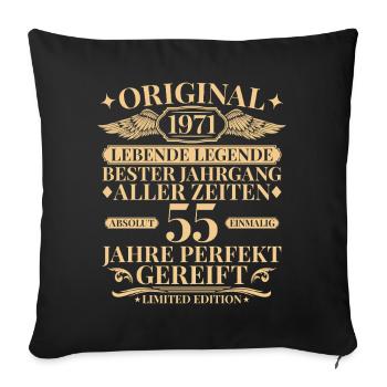 Year 1971 Year of manufacture Legend 55th birthday - Sofa pillowcase 17,3'' x 17,3'' (45 x 45 cm) - black - Front