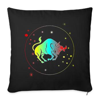 Horoscope astrologique du Taureau : signe du zodiaque - Housse de coussin décorative 45 x 45 cm - noir - Devant