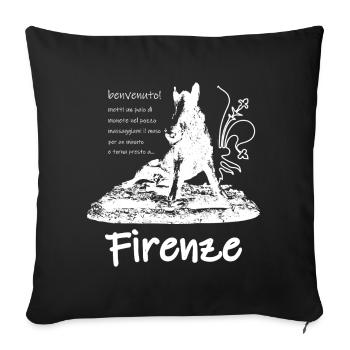 Drôle de souvenir de Florence avec Porcellino - Housse de coussin décorative 45 x 45 cm - noir - Devant