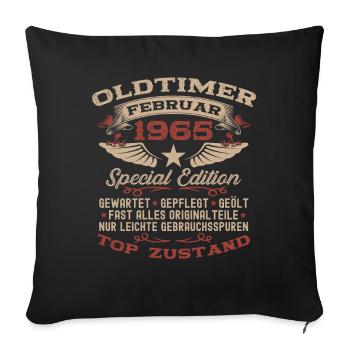 61st Birthday Oldtimer February Vintage 1965 - Sofa pillowcase 17,3'' x 17,3'' (45 x 45 cm) - black - Front
