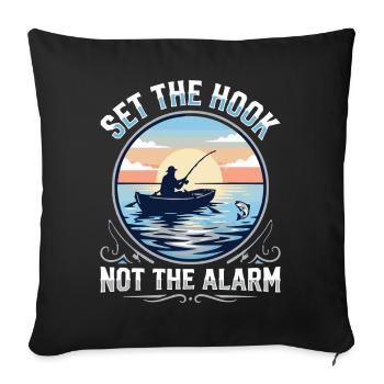 Accroche, pas l’alarme, pêcheur Spruch - Housse de coussin décorative 45 x 45 cm - noir - Devant
