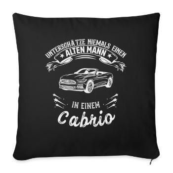 Old man with convertible senior cabriolet owner - Sofa pillowcase 17,3'' x 17,3'' (45 x 45 cm) - black - Front